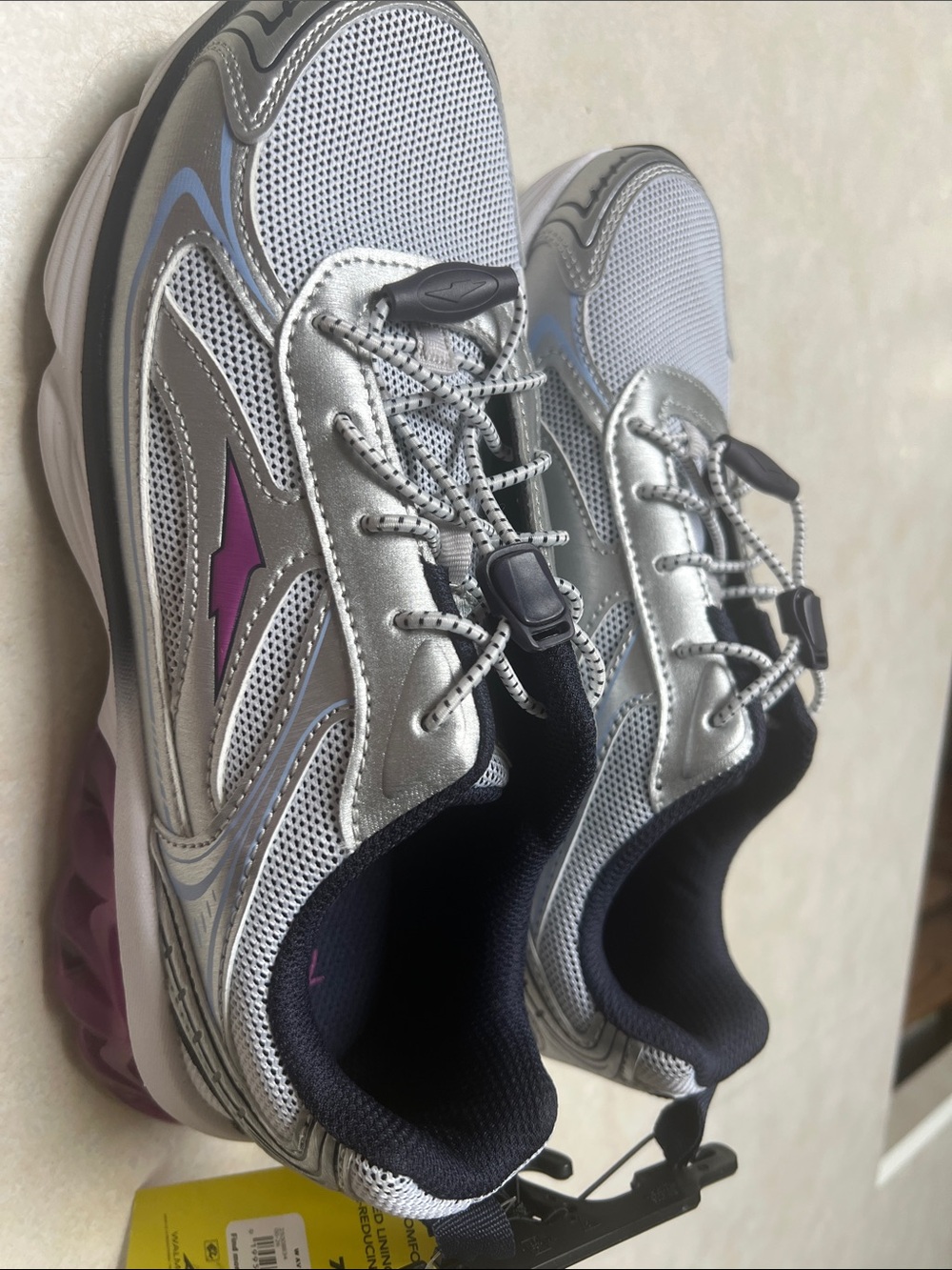Avia Silver Athletic Sneakers with Purple Accents